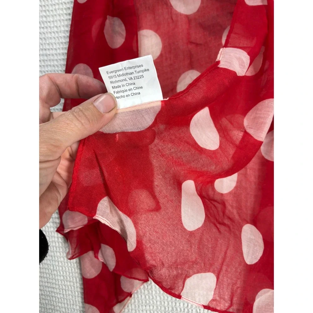 Retro Womens Evergreen Enterprises Polka Dot Scarf OS Red White